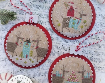 With Thy Needle & Thread REINDEER GAMES  Cross Stitch Pattern - Christmas Cross Stitch - Brenda Gervais