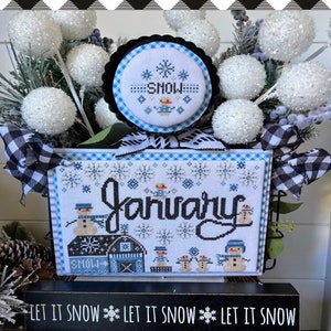 Stitching With The Housewives Month 2 Month JANUARY  Cross Stitch Pattern ~ Priscilla Blain ~ New Cross Stitch