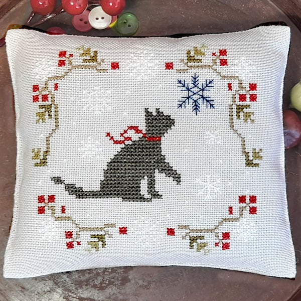 Samplers Primitives CATS and SNOWFLAKES ~ PDF Cross Stitch Pattern ~Samplers Primitives Cross Stitch Patterns ~ Instant Download