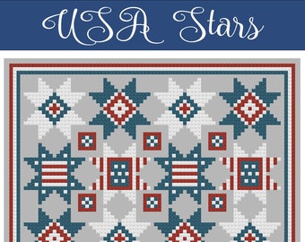 NEW Anabella's Needleart USA STARS Patriotic Cross Stitch Pattern ~ Anabella's Cross Stitch ~ New Cross Stitch