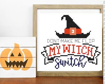 Anabella's Needleart Halloween Simple Smalls™ ~  WITCH SWITCH Cross Stitch Pattern