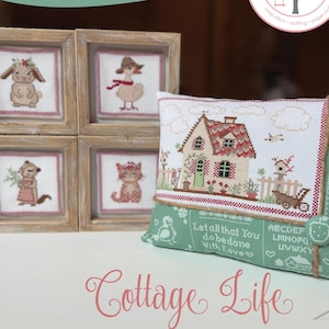 New!  Anabella&#39;s Needleart ~Cottage Life Cross Stitch Booklet ~ 5 Cross Stitch Designs ~ Anabella&#39;s ~ Spring Cross Stitch