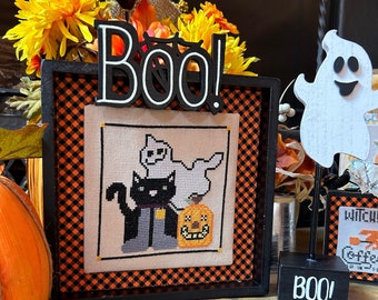 Anabella's Needleart Halloween BOO Cross Stitch Pattern ~  Halloween Cross Stitch ~ New Cross Stitch ~ Counted Cross Stitch Charts