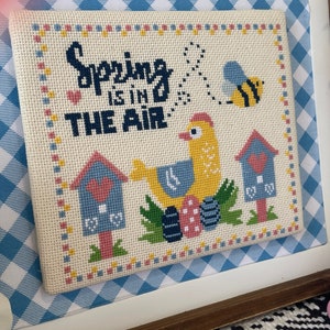 Anabella&#39;s Needleart SPRING IS In The AIR Cross Stitch Pattern  - New Cross Stitch ~ Spring Cross Stitch ~ Anabella&#39;s Needleart