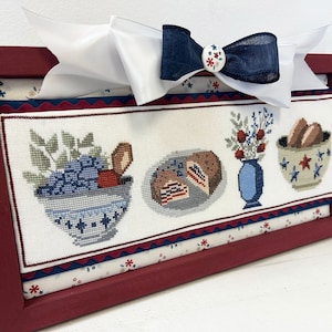 Anabella's Needleart Stitch Rows™ Patriotic BOWLS & BERRIES Cross