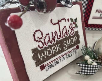 Anabella's Needleart Christmas Simple Smalls™  SANTA'S WORKSHOP Cross Stitch Pattern ~ Christmas Cross Stitch