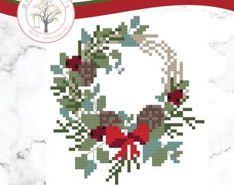 PDF Anabella's Needleart Christmas Wreath Cross Stitch Pattern ~ Winter Cross Stitch ~ Anabella's Cross Stitch ~ Christmas Cross Stitch~ PDF