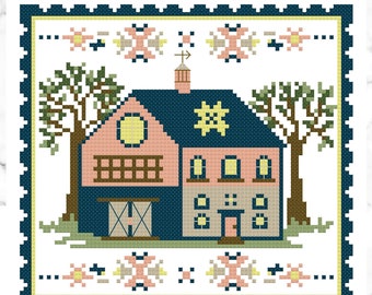 Anabella's Needleart JUNE BARN Cross Stitch Pattern ~ Summer Cross Stitch ~ Barn Cross Stitch ~ Anabella's Cross Stitch