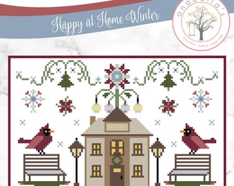 PDF Anabella's Needleart Happy at Home Winter  Cross Stitch Pattern ~ Anabella's Cross Stitch ~ New Cross Stitch ~ Winter Cross Stitch