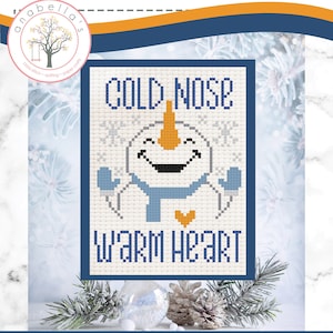 PDF Anabella&#39;s Needleart Cold Nose Warm Heart Cross Stitch Pattern ~ Winter Cross Stitch ~ Christmas Cross Stitch ~ PDF Cross Stitch