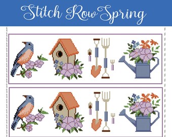 Anabella's Needleart  STITCH ROW SPRING Cross Stitch Pattern ~ Spring Cross Stitch  ~ Anabella's Cross Stitch