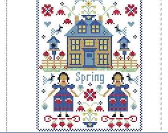 Anabella’s Needleart SIMPLE SAMPLERS SPRING ™ Cross Stitch Pattern ~ Cross Stitch Sampler ~ Spring Cross Stitch Sampler ~ Anabella's