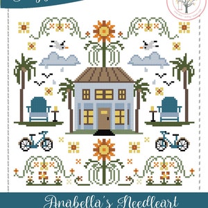 NEW Anabella&#39;s Needleart Happy at Home SUMMER Cross Stitch Pattern ~ Anabella&#39;s Cross Stitch ~ New Cross Stitch ~ Summer Cross Stitch
