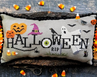 When I THINK of HALLOWEEN Cross Stitch Pattern by Puntini Puntini ~ Halloween Cross Stitch