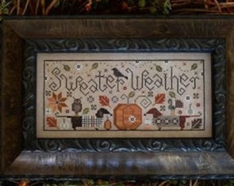 Plum Street Samplers  SWEATER WEATHER Cross Stitch Pattern - Autumn Cross Stitch