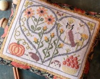 The Blue Flower SEASONS of the Heart Autumn Cross Stitch Chart ~ The Blue Flower Cross Stitch ~ Autumn Cross Stitch