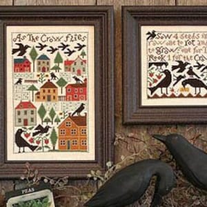 PRAIRIE SCHOOLER As the Crow Flies Cross Stitch Pattern ~ Anabella&#39;s Cross Stitch ~ Halloween Cross Stitch ~ The Prairie Schooler