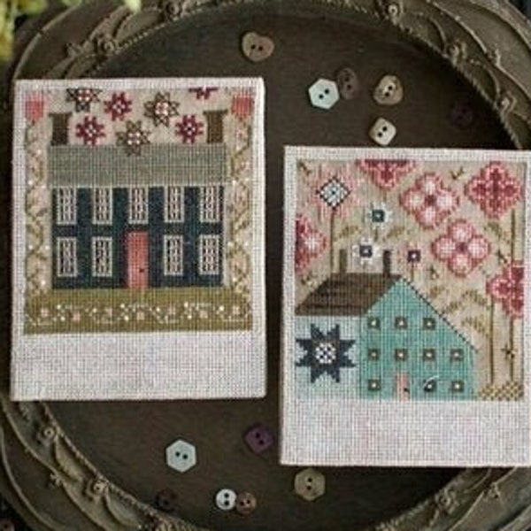 Plum Street Samplers SPRING SALTBOXES Cross Stitch Pattern