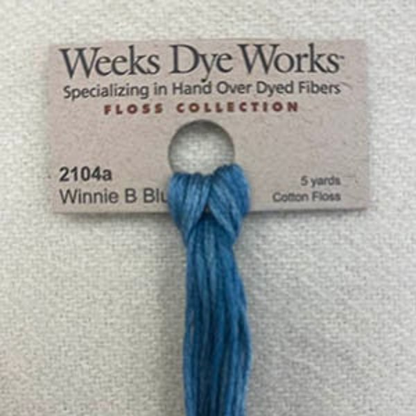 Weeks Dye Works WINNIE B BLUE 6 Strand Hand-Dyed Embroidery Floss - WDW 2104a