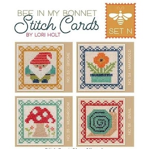 Lori Holt of Bee in My Bonnet STITCH CARDS SET N Cross Stitch Pattern Lori Holt Cross Stitch image 1