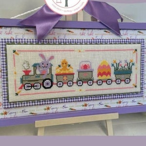 Anabella&#39;s Needleart EASTER TRAIN Cross Stitch Pattern ~ Easter Cross Stitch ~ New Cross Stitch