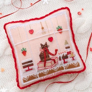 Chocolate Cat Cross  Stitch Chart by Cotton Pixels - Anabella's - Cat Cross Stitch - Counted Cross Stitch