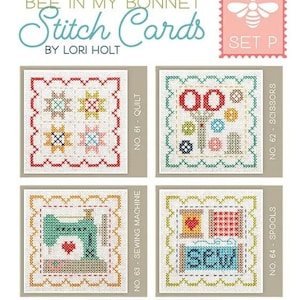 Lori Holt of Bee in My Bonnet STITCH CARDS SET  P - Cross Stitch Pattern ~ Lori Holt Cross Stitch