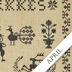 Modern Folk Embroidery 2022 MYSTERY SAL PART Four April Cross Stitch Pattern - Quaker Cross Stitch Sampler