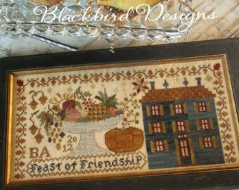 Blackbird Designs FEAST OF FRIENDSHIP Cross Stitch Pattern - Blackbird Designs Cross Stitch ~ Autumn Cross Stitch