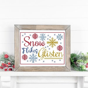 Anabella's Needleart Snow Flakes Glisten Cross Stitch Pattern ~  Christmas Cross Stitch ~ Anabella's Cross Stitch ~ New Cross Stitch