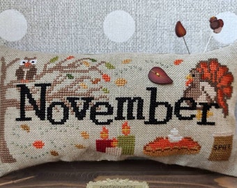 Puntini Puntini WHEN I THINK Of NOVEMBER Cross Stitch Pattern  - Fall 2021 Needlework Expo