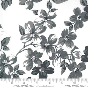 Sunday Stroll by Bonnie & Camille for Moda Fabrics – Large White Grey Flower Yardage - MODA FABRIC