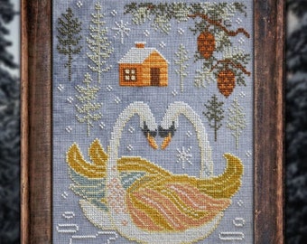 Cottage Garden Samplings A Year In The Woods THE SWANS #2 Cross Stitch Pattern ~  NEW 12 Part Series  - Cross Stitch Series