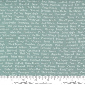 Moda Fabrics Cozy Up TREES TEXT Autumn BLUE Skies - Corey Yoder Fabric Yardage - In Stock!