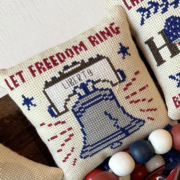 PDF Anabella's Needleart Simple Smalls™ ~ LET FREEDOM Ring Cross Stitch Pattern ~ Anabella's Cross Stitch ~ Patriotic Cross Stitch