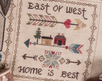 Jeannette Douglas Designs ~ Home Together #5 East or West HOME IS BEST Cross Stitch Pattern ~ Fall 2021 Needlework Expo