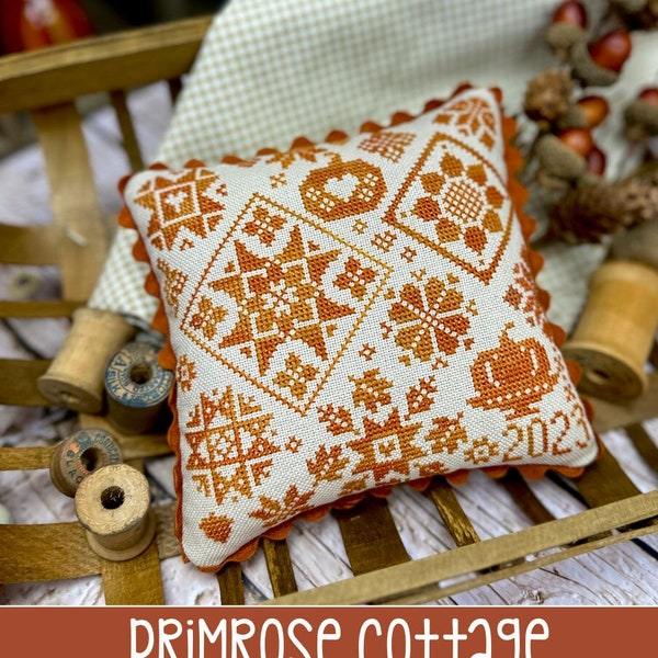 Primrose Cottage Stitches ~ Autumn Quaker Stitch Chart ~ Fall Cross Stitch ~ Autumn Cross Stitch