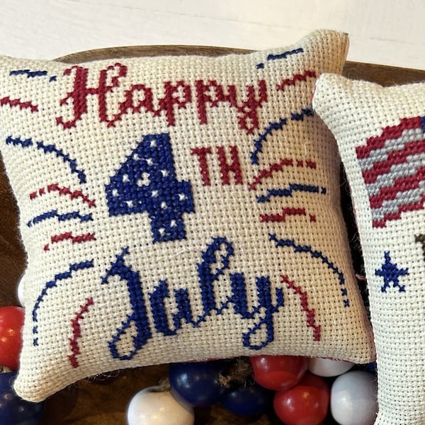 PDF Anabella's Needleart Simple Smalls™ ~ HAPPY 4TH  Cross Stitch Pattern ~ Anabella's Cross Stitch ~ Patriotic Cross Stitch