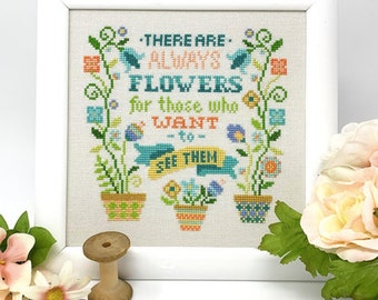 TINY MODERNIST Center /& Border ONLY Spring Blessings #1 counted cross stitch patterns at thecottageneedle.com
