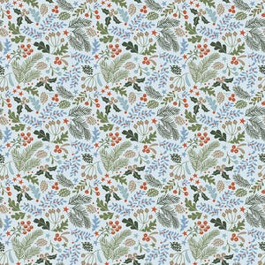 SALE ~ Lisa Audit Santa&#39;s Tree Farm Berries & Boughs Sky ~ Santa&#39;s Tree Farm ~ Fabric by the Yard ~ Christmas Fabric ~ Santa&#39;s Fabric