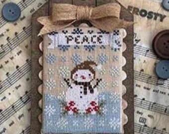 Cross Stitch Annie Beez Folk Art Peaceful Snowman Cross Stitch Chart - Winter Cross Stitch ~ Snowman Cross Stitch ~ Anabella's
