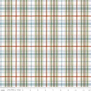 Lisa Audit Santa&#39;s Tree Farm Plaid Snowy One (1) yard Santa&#39;s Tree Farm Fabric by the Yard Christmas Fabric Santa&#39;s Tree Farm Quilt Fabric