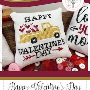 Anabella&#39;s Needleart HAPPY VALENTINE&#39;S DAY Cross Stitch Pattern ~ Valentine&#39;s Day Cross Stitch ~ New Cross Stitch Chart