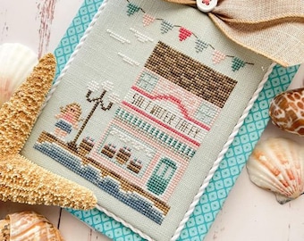 Country Cottage Needleworks Beach Boardwalk Part Six Salt Water Taffy Shop Cross Stitch Pattern ~ Summer Cross Stitch