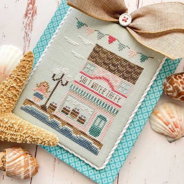 Country Cottage Needleworks Beach Boardwalk Part Six Salt Water Taffy Shop Cross Stitch Pattern ~ Summer Cross Stitch