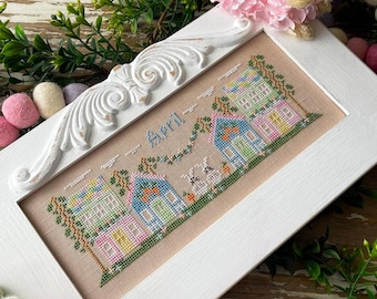 Country Cottage Needleworks Monthly Mini Village April Cross Stitch Pattern - Spring  Cross Stitch ~ Anabella's Cross Stitch