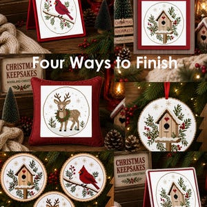 Cottage Keepsakes Woodland Christmas Collection | 3 Primitive Christmas Cross Stitch Designs + Four Ways To Finish™