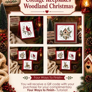 Cottage Keepsakes Woodland Christmas Collection | 3 Primitive Christmas Cross Stitch Designs + Four Ways To Finish™