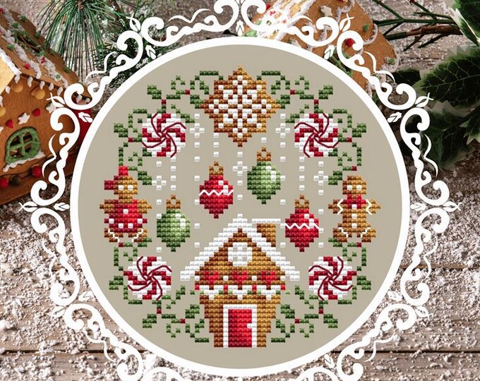 Shannon Christine Gingerbread Wreath Cross Stitch Pattern ~ Christmas ...