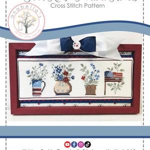PDF Anabella&#39;s Needleart Stitch Rows™ Patriotic Flowers Cross Stitch Pattern ~ Patriotic  Cross Stitch ~ Instant Download